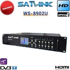 Modulateur numérique HD DVB-T Satlink WS 8902U - 8 Voies - écran LCD 2,4" - CVBS / HDMI - 1080p - H.264 - AV RCA