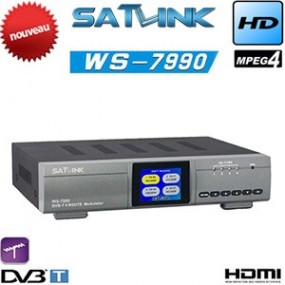 Modulateur numérique HD DVB-T Satlink WS 7990 - 4 Voies - écran LCD 2,4" - CVBS / HDMI- 1080p - H.264 - AV RCA