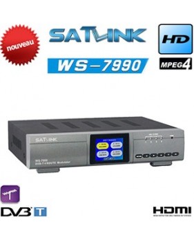 Modulateur numérique HD DVB-T Satlink WS 7990 - 4 Voies - écran LCD 2,4" - CVBS / HDMI- 1080p - H.264 - AV RCA