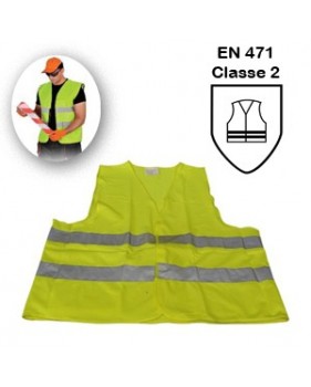 Gilet de sécurité jaune fluo 2 bandes - classe 2 - EN471 - Taille unique