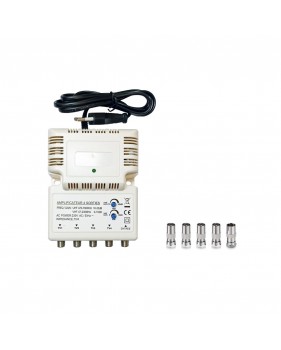 Amplificateur intérieur UHF 1 entrée 4 sorties Gain 25dB Blanc