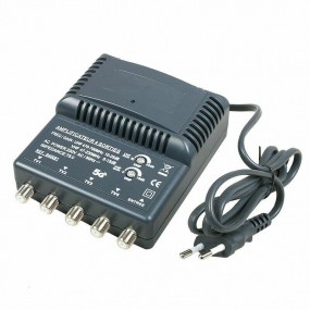 AMPLIFICATEUR TNT BLINDE 1 entrée 4 SORTIES gain UHF 25dB, gain VHF 15dB, 75 Ohms pour antenne tv 230V - Gris