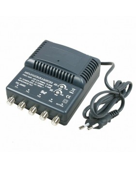 AMPLIFICATEUR TNT BLINDE 1 entrée 4 SORTIES gain UHF 25dB, gain VHF 15dB, 75 Ohms pour antenne tv 230V - Gris