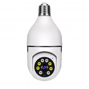 Ampoule caméra wifi intelligente de surveillance vision HD 355° nocturne IP66 audio bidirectionnelle + micro SD 128go