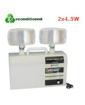 Eclairage électrique de secours rechargeable - reconditionne - 220vca - 2x4.5w