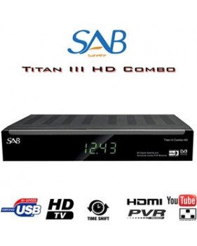 Récepteur SAB TITAN III COMBO HD - Satellite / TNT - 1 lecteur de carte - CI - 2 USB - PVR via USB + Cordon HDMI offert