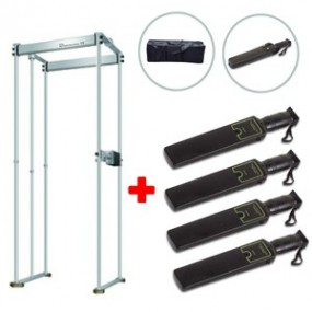 Location pack: portique détecteur métaux avec sac + 4 Détecteurs de métaux portable pour fouille avec housses / 1jour