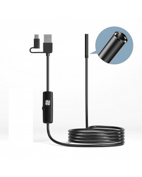 Endoscope Mini Caméra 3 En 1, 7mm Micro USB Type-C 6 LED Étanche, Compatible Smartphone Tablette Android Et PC