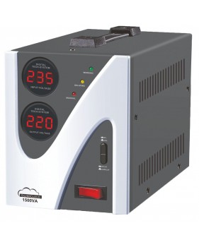 Stabilisateur de tension 1500VA 900W 6.8A, Protection courts-circuits et surcharges, Double compteur, circuit retard de signal