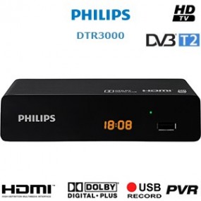 PHILIPS DTR 3000 - Décodeur TNT HD + Cordon HDMI offert