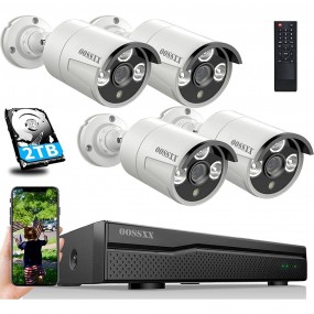 Kit système de caméra de sécurité HD sans fil NVR 8CH + 4 4CH caméra IP Ext 960P vision nocturne 80° + 1 HDD 2To