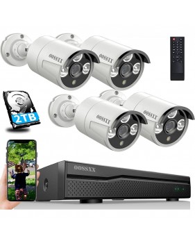 Kit système de caméra de sécurité HD sans fil NVR 8CH + 4 4CH caméra IP Ext 960P vision nocturne 80° + 1 HDD 2To