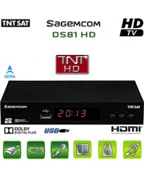 Sagem DS 81 HD - Terminal numérique TNTSAT HD avec carte Viaccess TNTSAT (Valable 4 ans) sur Astra 19.2° + Cordon HDMI offert