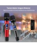 Paire microphone Karaoké Sans Fil UHF Double Canal Portatif Cardioïde Faible Distorsion, Récepteur Rechargeable 80m 1800mAh