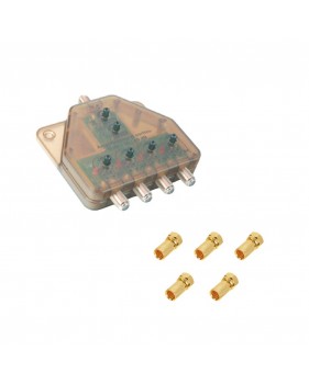 Amplificateur TNT UHF, Distributeur Télé alimenté 1 entrée 4 sorties + 5 Fiches F Or