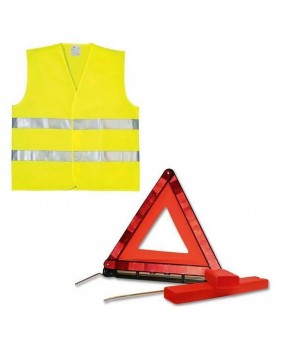 Kit Sécurité Routière obligatoire pour voiture : Triangle Signalisation R27 EN11 + Gilet Réfléchissant XL CE EN 471 ML2879