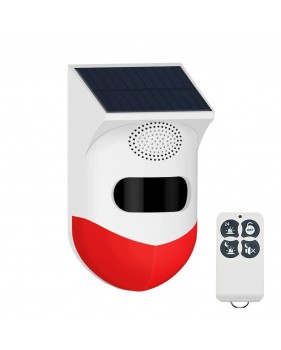 Wifi Alarme infrarouge intérieure extérieure intelligente solaire IP67, alarme 120db, vision nocturne IR + télécommande sans fil