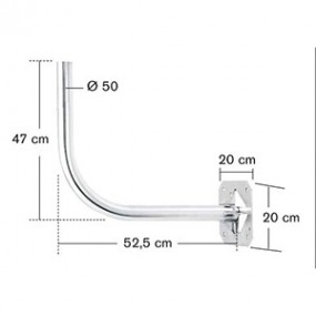 Bras Coudé en Acier - Ø 50mm - Déport 52,5 cm - Hauteur 47 cm