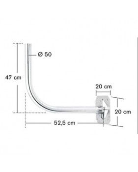 Bras Coudé en Acier - Ø 50mm - Déport 52,5 cm - Hauteur 47 cm
