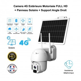Camera 4G extérieur motorisée FULL HD Solaire Vision 92° IR Contrôlable à distance  nano SIM 300Mo offert Micro et Haut Parleur