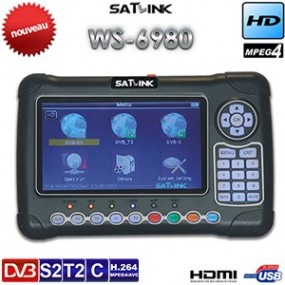 Mesureur de Champ HD - Satlink WS 6980 Combo - DVB-S2/C/T2 - Ecran TFT LCD 7" - Analyseur de spectre - HDMI - USB
