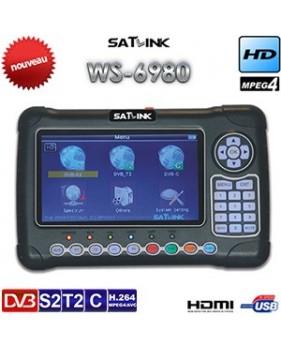 Mesureur de Champ HD - Satlink WS 6980 Combo - DVB-S2/C/T2 - Ecran TFT LCD 7" - Analyseur de spectre - HDMI - USB