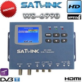 Modulateur numérique HD DVB-T/DVB-T2 Satlink WS 6990 - écran LCD 2,4" - HDMI - AV