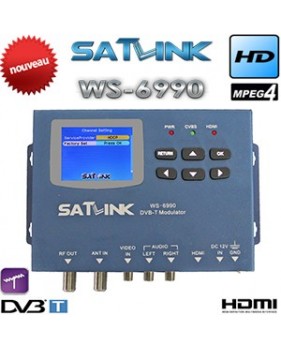 Modulateur numérique HD DVB-T/DVB-T2 Satlink WS 6990 - écran LCD 2,4" - HDMI - AV
