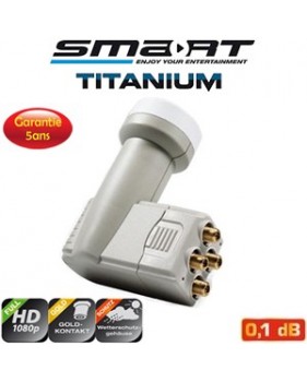 LNB Quad 0.1 dB - 40 mm - Smart Titanium Eco-edition - HDTV 3D - 5 ans de garantie