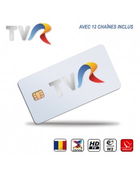 Carte Abonnement TV HD TVR Illimité Roumanie 12 Chaînes via Antenne Sat Eutelsat 16°Est Uniquement Compatible Récepteur Viaccess