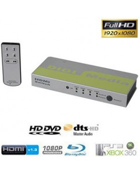 Commutateur HDMI 4 ports avec télécommande compatible Sony PS3 - Lecteurs DVD HD - Blu-ray - récepteurs TNT et TNS - télé HDTV