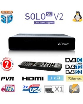 VU+ Solo SE V2 PVR - Linux - Dual Tuner plugplay DVB-S2 - 2 USB - Ethernet