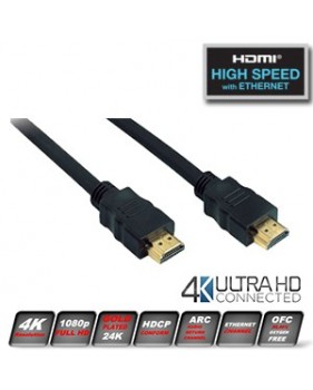 Cordon HDMI mâle/mâle - Norme 2.0 HighSpeed - Plaqué or - Ultra HD 2K/4K - 1 m