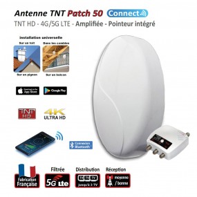 Antenne TV TNT extérieure blanc UHF Elap Patch 50 HD