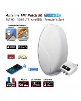 Antenne TV TNT extérieure blanc UHF Elap Patch 50 HD