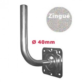 Bras Coudé en Acier électrozingué - Ø 40mm - Déport 25 cm - Hauteur 35cm