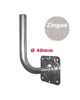 Bras Coudé en Acier électrozingué - Ø 40mm - Déport 25 cm - Hauteur 35cm