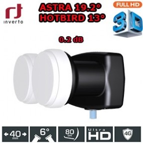 LNB Monobloc 6° single 0.2dB - 40mm - Inverto black Pro - Compatible HDTV -  5 ans de garantie