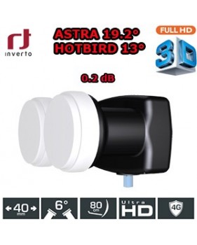 LNB Monobloc 6° single 0.2dB - 40mm - Inverto black Pro - Compatible HDTV -  5 ans de garantie
