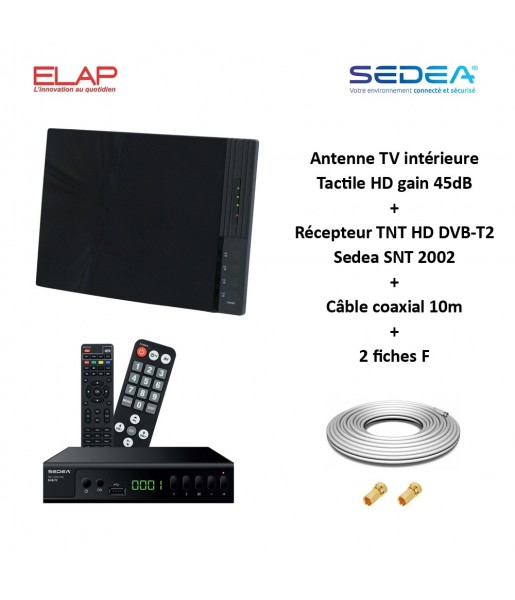 Antenne TV TNT Intérieure Tactile HD VHF UHF, Gain 45dB ELAAP