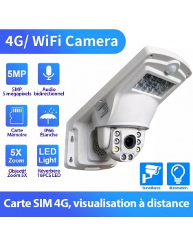 Caméra WiFi 4G réverbère PTZ IP sans fil 5MP 1920P 2560P