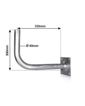 Bras Coudé en Acier galvanisé  - Ø 40mm - Déport 35 cm - Hauteur 30 cm