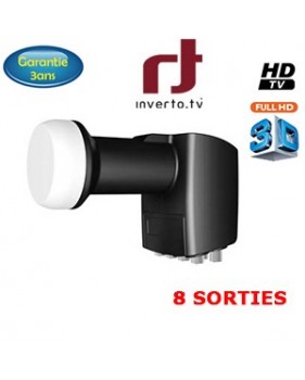 LNB OCTO 0,2 dB - 8 Sorties - 40mm - Compatible HDTV - 3 ans de garantie - Inverto Black pro