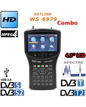 Mesureur de Champ Satellite HD DVB-S/S2 et terrestre DVB-T/T2 - Combo - Satlink WS 6979