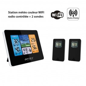 Station météo couleur WIFI radio contrôlée  2 Sondes