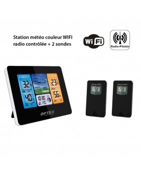 Station météo couleur WIFI radio contrôlée  2 Sondes