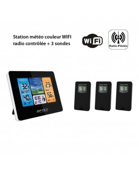 Station météo couleur WIFI radio contrôlée - Intérieure Extérieure, -40 à +70°C Horloge