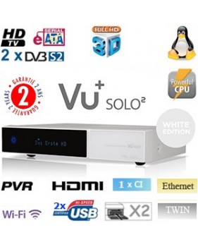 VU+ Solo 2 Blanc HD PVR - Terminal numérique HD, Linux, Twin Tuner, 2 Lecteurs De Carte, 3 USB, Ethernet