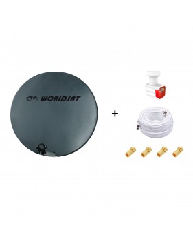 Antenne Parabole Fibre SMC 75cm Anthracite WORLDSAT + LNB Twin