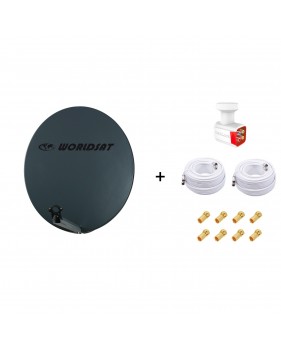 Antenne Parabole Fibre SMC 85 cm Anthracite WORLDSAT + LNB Quad